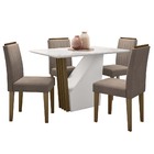 Mesa De Jantar Veneza 1,20m Com 4 Cadeiras Ana Imbuia/offwhit