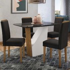 Mesa De Jantar Veneza 1,20m Com 4 Cadeiras Ana Ypê/preto/vl07