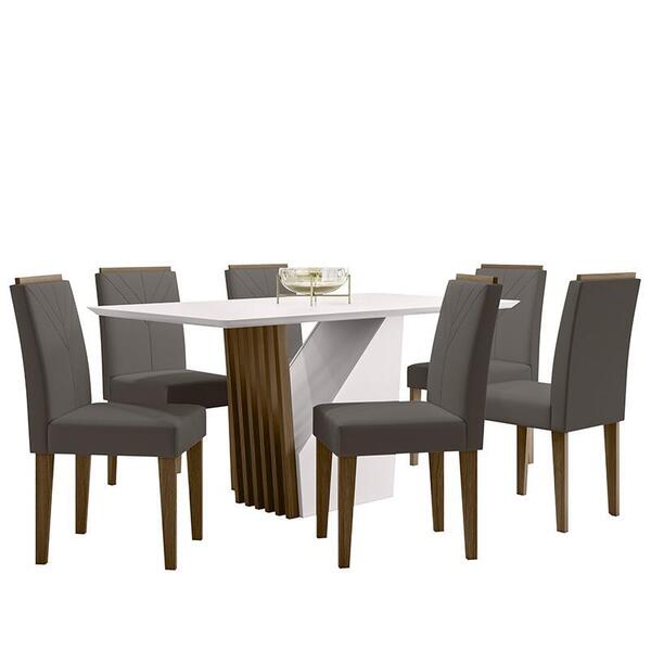 Mesa De Jantar Veneza 160x90 Com 6 Cadeiras Amanda - Pr Móveis