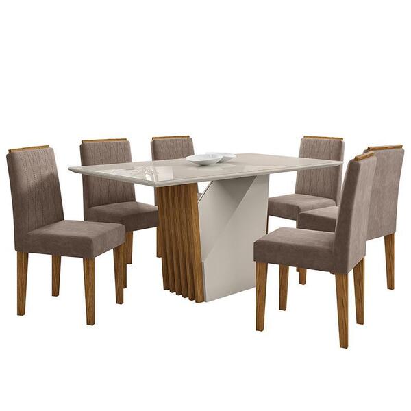 Mesa De Jantar Veneza 160x90 Com 6 Cadeiras Ana - Pr Móveis