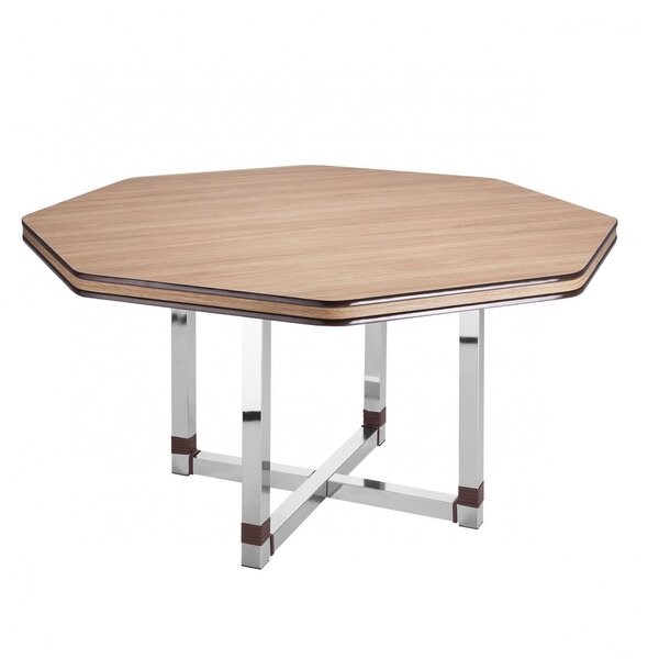 Mesa De Jantar Veneza Oitavada Novabras Carvalho/cromado/taba