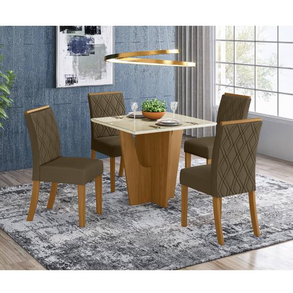 Mesa De Jantar Vértice 90cm 4 Cadeiras Vita - Nature/off Whi