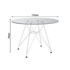 Mesa De Jantar Vidro Redonda 110cm Com 4 Poltronas Brancas Fe