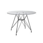 Mesa De Jantar Vidro Redonda 90cm Com 4 Poltronas Pretas Ferr