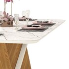 Mesa De Jantar Zafira Tampo Chanfrado Curvo Madeira Com Vidro