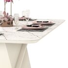 Mesa De Jantar Zafira Tampo Chanfrado Curvo Madeira Com Vidro