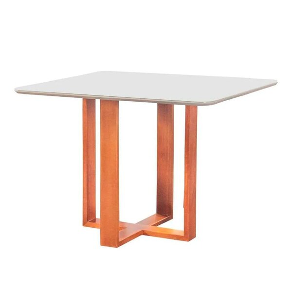 Mesa De Jantar Zaya 140x90 Tampo Laqueado Pés Madeira Maciça
