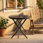 Mesa de Jardim Dobravél Redondo 2 Lugares Aço Pintado 70x60x60cm Cinza Escuro Interlagos Importado