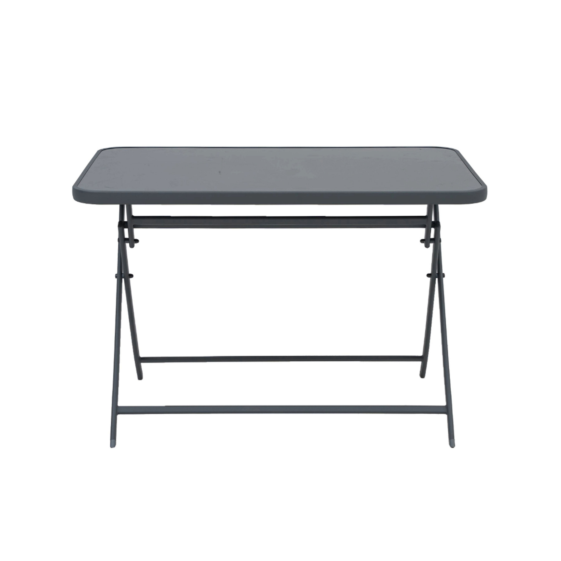 Mesa de Jardim Dobravél Retangular 4 Lugares Aço Pintado 72x70x110cm Cinza Escuro Interlagos Importado