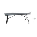 Mesa de Jardim Dobrável Retangular 6 Lugares em Aço 74x180x74cm Cinza Plicosa
