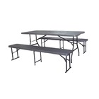 Mesa de Jardim Dobrável Retangular 6 Lugares em Aço 74x180x74cm Cinza Plicosa