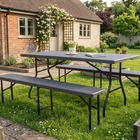 Mesa de Jardim Dobrável Retangular 6 Lugares em Aço 74x180x74cm Cinza Plicosa