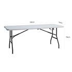 Mesa de Jardim Dobrável Retangular 6 Lugares em Aço 74x180x74cm Branca Plicosa