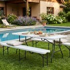 Mesa de Jardim Dobrável Retangular 6 Lugares em Aço 74x180x74cm Branca Plicosa