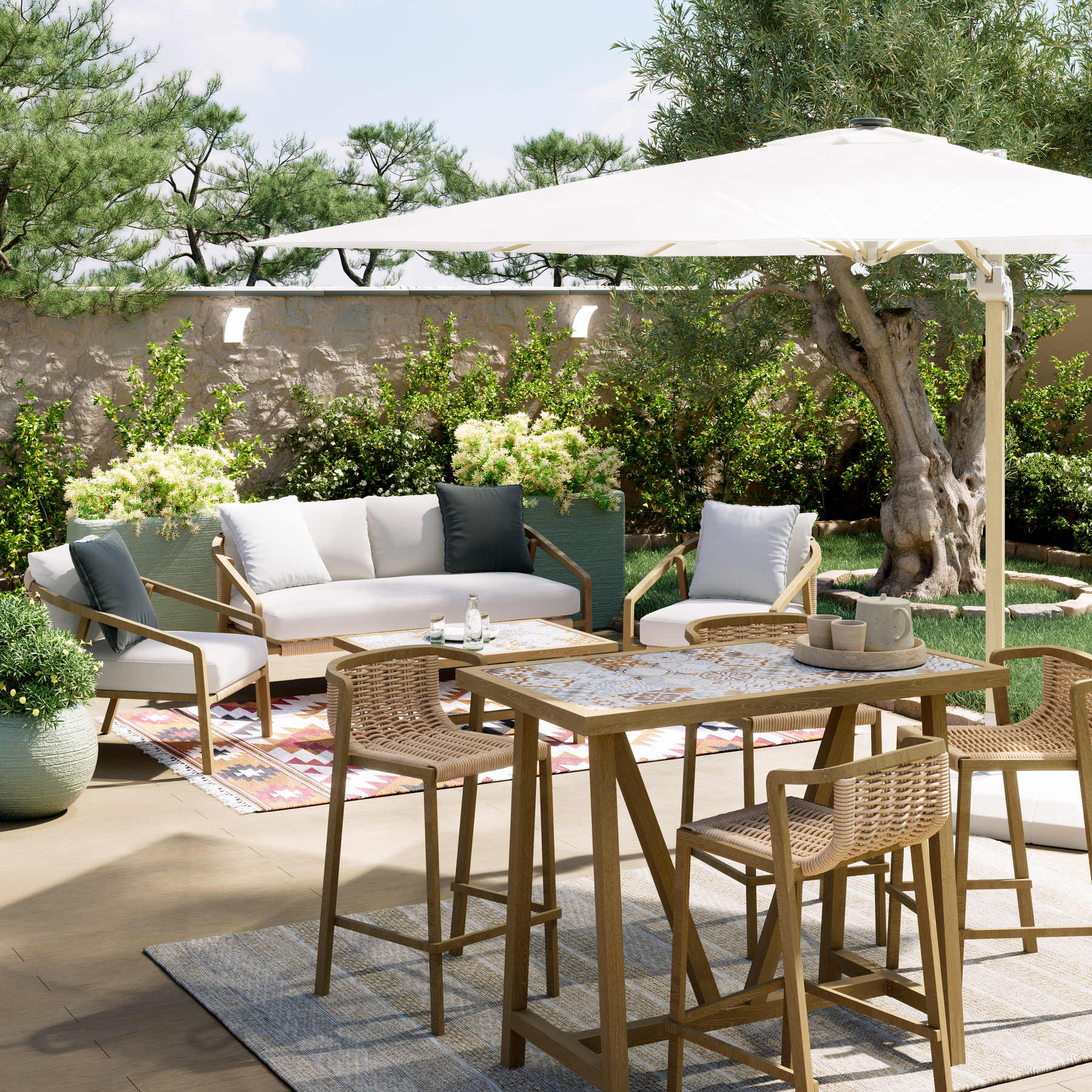 Mesa de Jardim Gaia 4 Lugares Retangular 100x65,5x126cm Alumínio Marrom Naterial