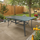 Mesa de Jardim Retangular 6 Lugares Aço Pintado 71x90x150cm com Furo para Ombrelone Cinza Escuro Jundiaí Importado