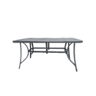 Mesa de Jardim Retangular 6 Lugares Aço Pintado 71x90x150cm com Furo para Ombrelone Cinza Escuro Jundiaí Importado