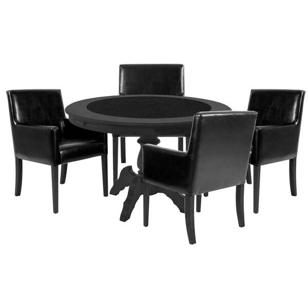 Mesa De Jogos Carteado Montreal Redonda Tampo Reversível Pret