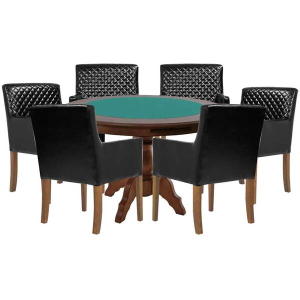 Mesa De Jogos Carteado Redonda Montreal Tampo Reversível Imbu