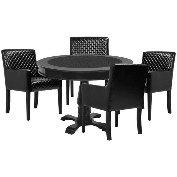 Mesa De Jogos Carteado Redonda Victoria Tampo Reversível Pret