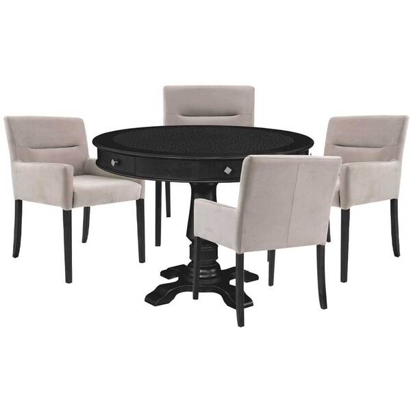 Mesa De Jogos Carteado Redonda Victoria Tampo Reversível Pret