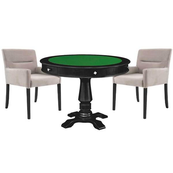 Mesa De Jogos Carteado Victoria Redonda Tampo Reversível Pret