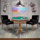 Mesa De Jogos Redonda Com 2 Cadeiras Corino Preto Gran Belo