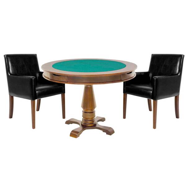 Mesa De Jogos Redonda Com 2 Cadeiras Corino Preto Gran Belo