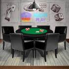 Mesa De Jogos Redonda Com 6 Cadeiras Corino Preto Gran Belo