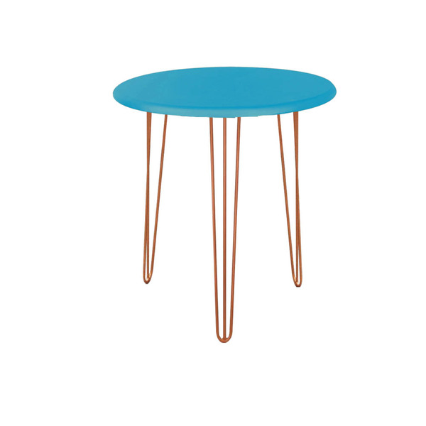 Mesa De Lateral Canto Apoio Roma Industrial Pé De Ferro Bronz