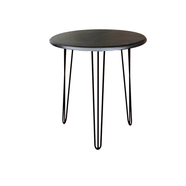 Mesa De Lateral Canto Apoio Roma Industrial Pé De Ferro Preto