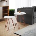 Mesa De Lateral Duo Lisboa Ferro Cobre Tampo Branco - Cor: Br