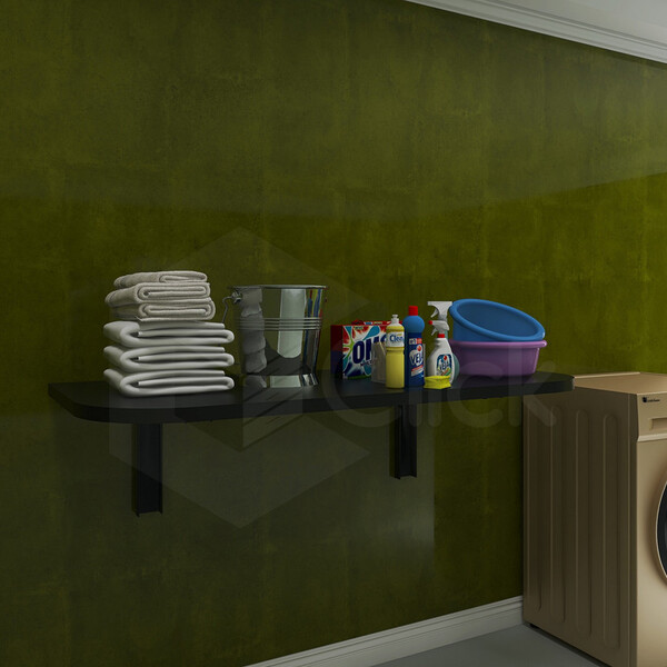 Mesa De Lavanderia Dobrável Para Parede De Mdp 90x40 Preta