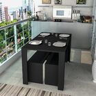 Mesa De Madeira  4 Lugares Com 2 Bancos  Preto - Appunto