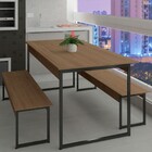 Mesa De Madeira Com 2 Bancos Freijó/preto Fosco Li013 - Kappe