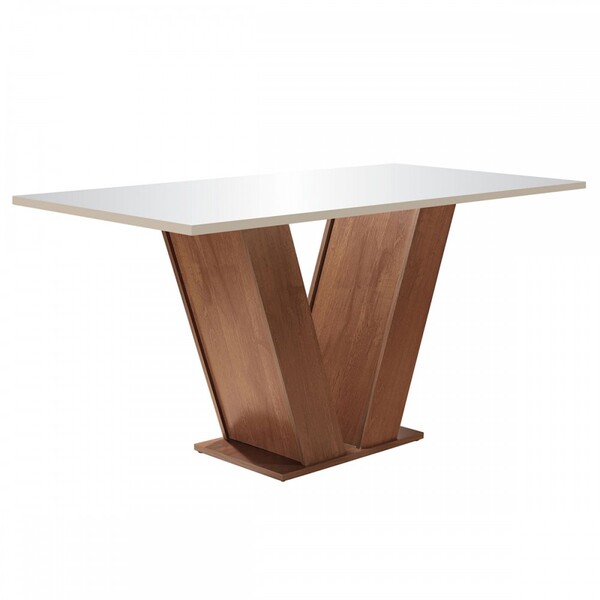 Mesa De Madeira Espanha Com Vidro Chocolate - Cel Móveis