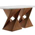 Mesa De Madeira Germany Com Vidro Chocolate/off White 7579 -