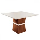 Mesa De Madeira Germany Com Vidro Chocolate/off White 7579 -