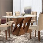 Mesa De Madeira Germany Com Vidro Chocolate/off White 7579 -