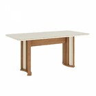 Mesa De Madeira Ísis Com Vidro Canto Arredondado Nature/off W