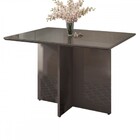 Mesa De Madeira Lisboa Com Tampo De Vidro Cinza Perola 050517