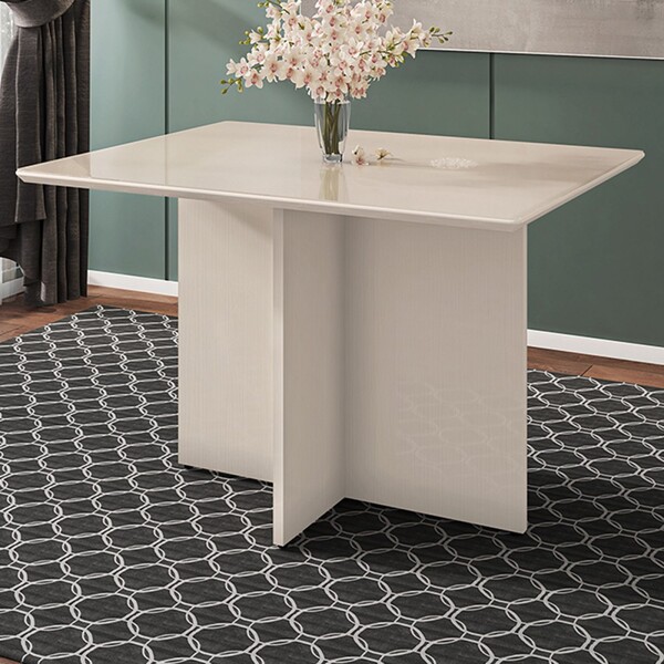 Mesa De Madeira Lisboa Com Tampo De Vidro Off White 050516 -