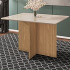 Mesa De Madeira Lisboa Com Tampo De Vidro Off White/noce 0505