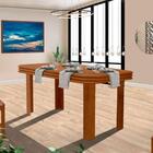 Mesa De Madeira Maciça 6 Lugares Nogueira Pérola Flamingo Móv