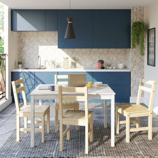 Mesa De Madeira Maciça Com 4 Cadeiras Mandacaru Cabecasa Made