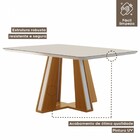 Mesa De Madeira Madri 135x90cm Com Vidro Cinamomo/off White -