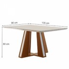 Mesa De Madeira Madri 135x90cm Com Vidro Premio/off White - L
