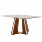 Mesa De Madeira Madri 135x90cm Com Vidro Premio/off White - L