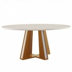 Mesa De Madeira Madri Redonda 100cm Com Vidro Cinamomo/off Wh