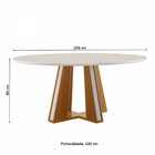 Mesa De Madeira Madri Redonda 100cm Com Vidro Cinamomo/off Wh